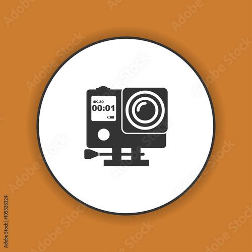 Action camera outline monochrome icon. Extreme cam