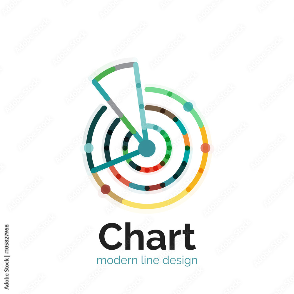 Thin line chart logo design. Graph icon modern colorful flat style Thin line chart logo design. Graph icon modern colorful flat style