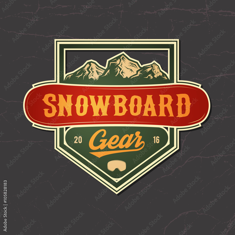 Fototapeta premium snowboarding emblem on grunge background