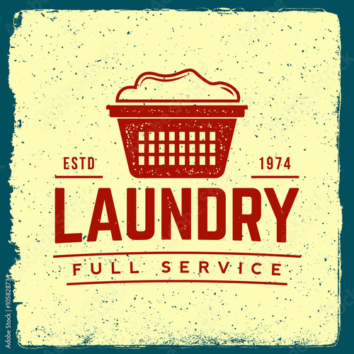 laundry emblem. logotype template with ink stamp texture