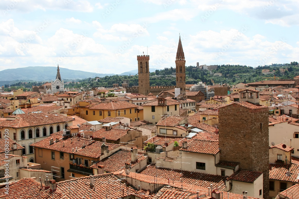 aerial view of florence with mountains in the background, Italy