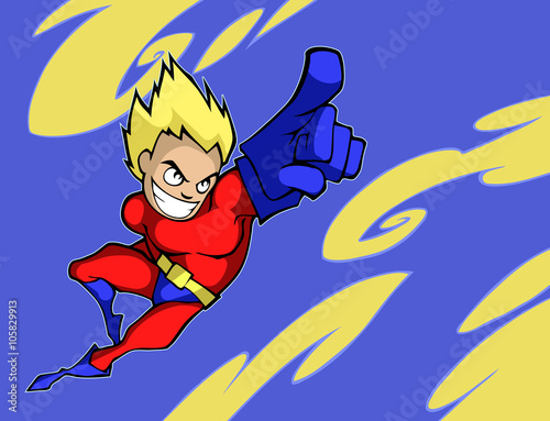 Cartoon illustration of a classic handsome superhero
