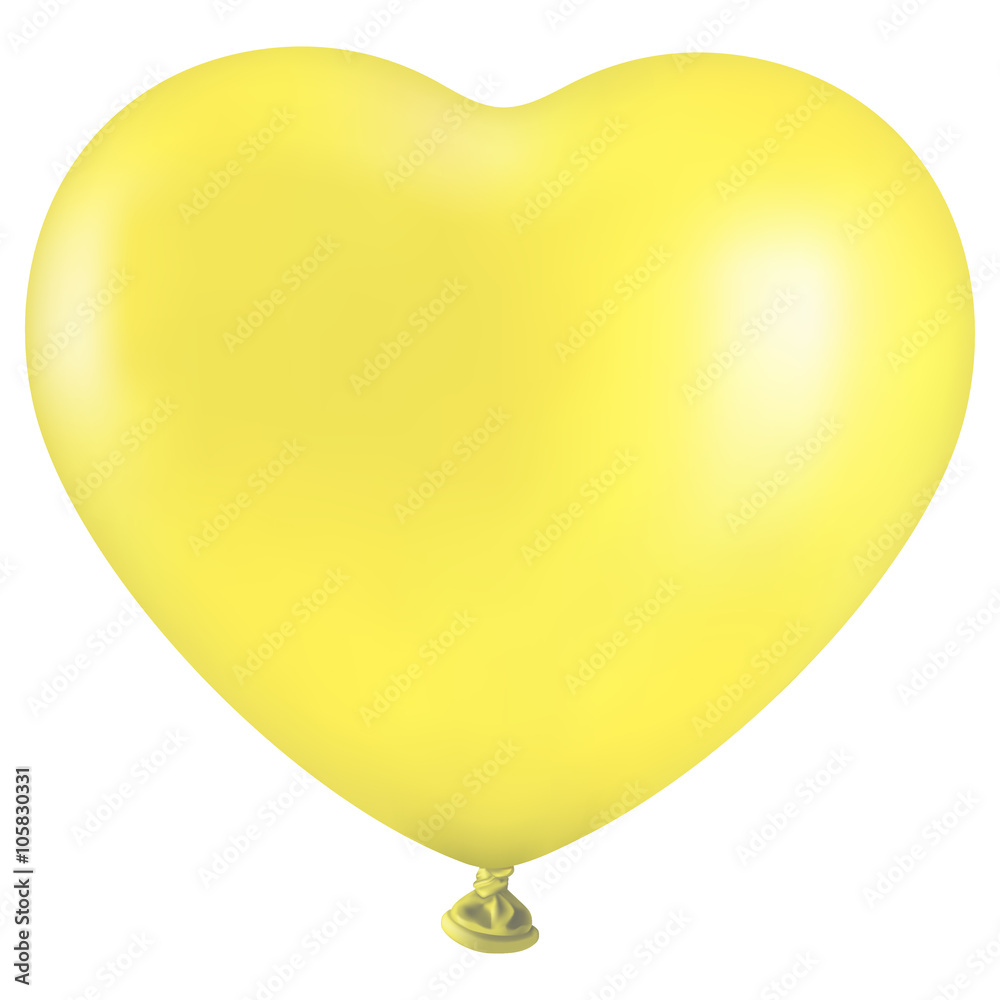 Großer gelber Herz-Ballon auf weißem Hintergrund 
