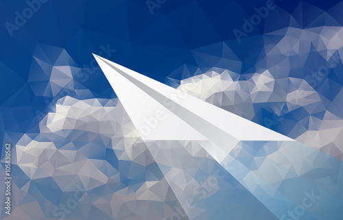 plane in blue clouds