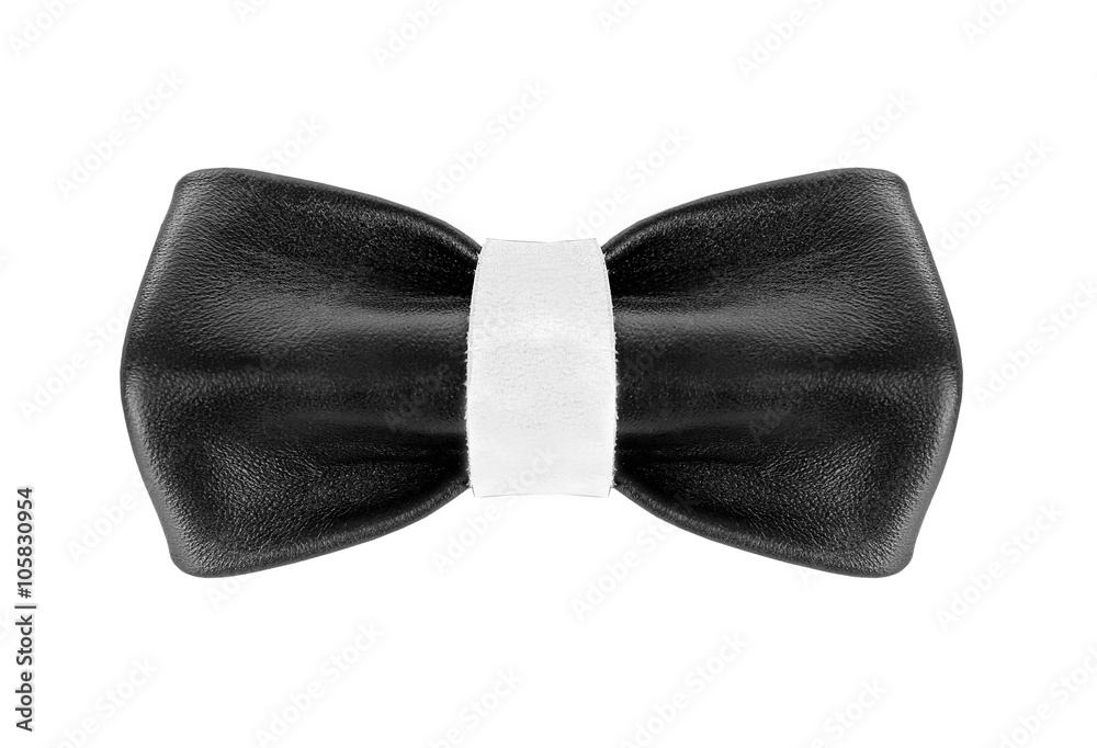 Black and white leather bow tie isolated on white background Black and white leather bow tie isolated on white background