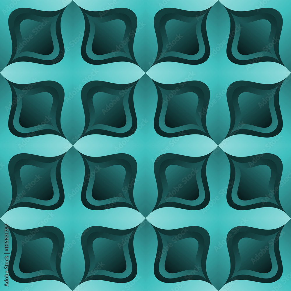 Gradient Shiny Turquoise Curved Tile Cross Texture Pattern Background