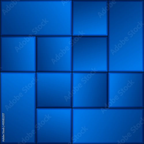 Glowing Gradient Dark Blue Square and Rectangle Tile Pattern Background Illustration