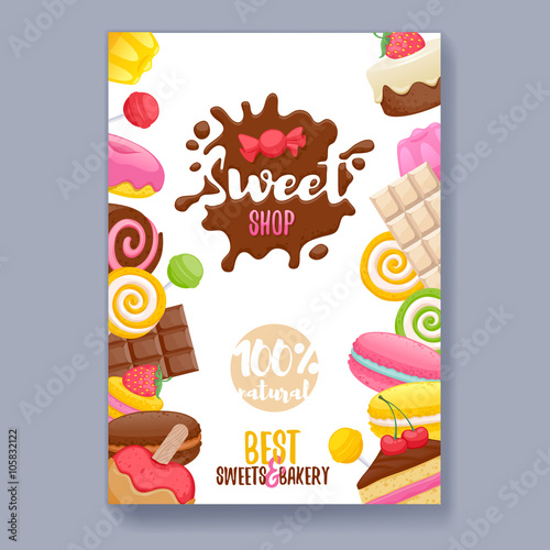 Assorted sweets colorful background.