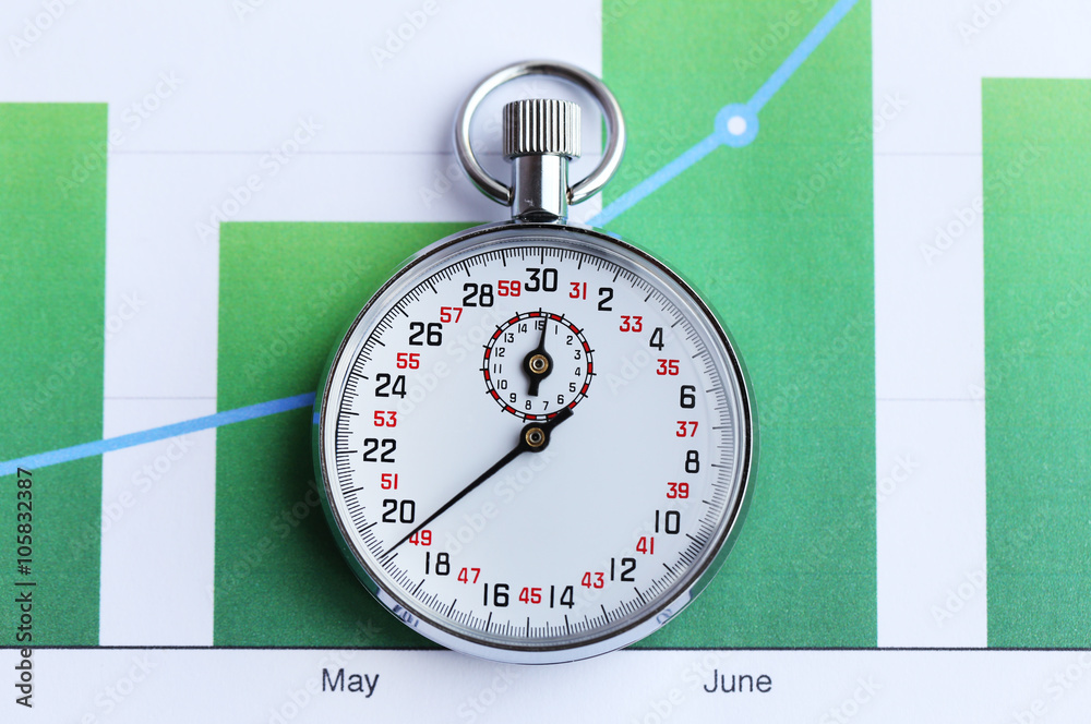 Naklejka premium Stopwatch on paper background