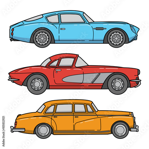 vector set of retro cars
