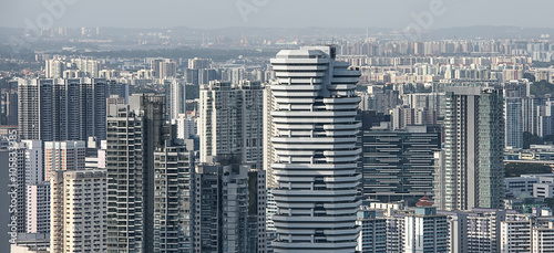 Canvas Print Singapore residential districts aerial view