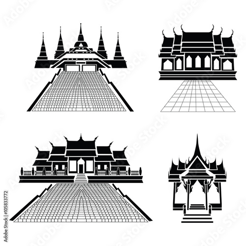 Pagoda and temple silhouette black icon