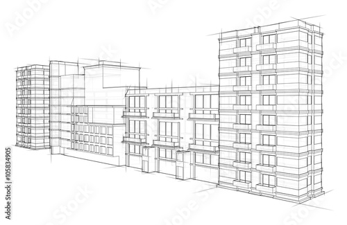Architectural sketch drawing house