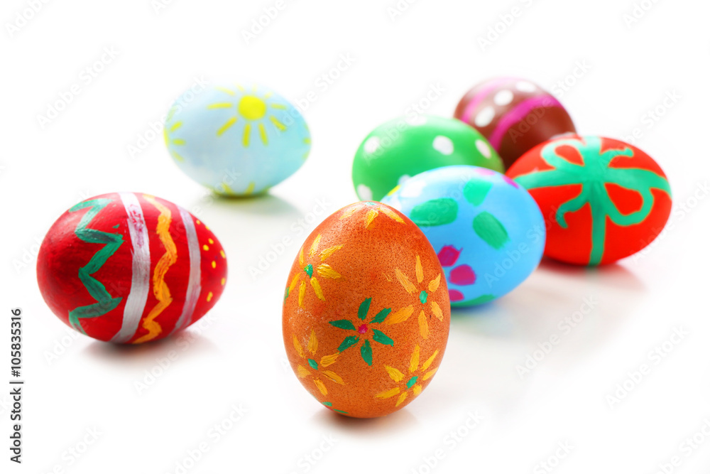 Fototapeta premium Painted Easter eggs isolated on white
