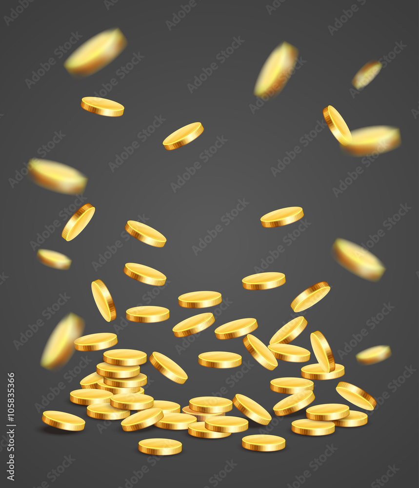 Fototapeta premium Gold coins falling down