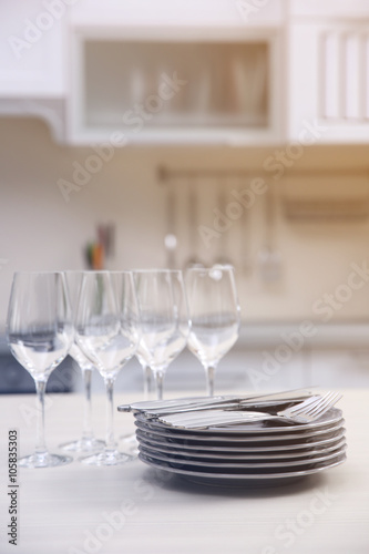 Prepared clean dishes for d...