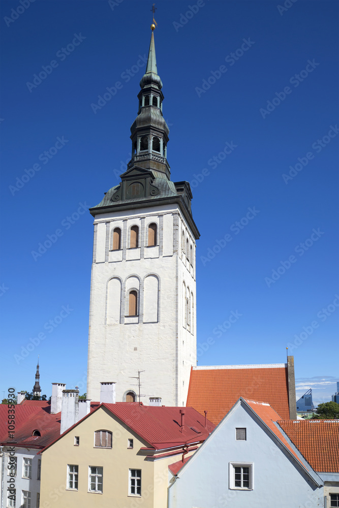 The bell tower of St. Nicholas ' Church. Old Tallinn, Estonia