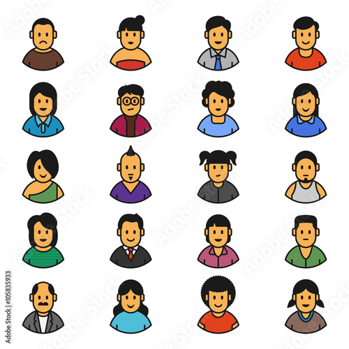 vector set of people icons. user avatars for web identity