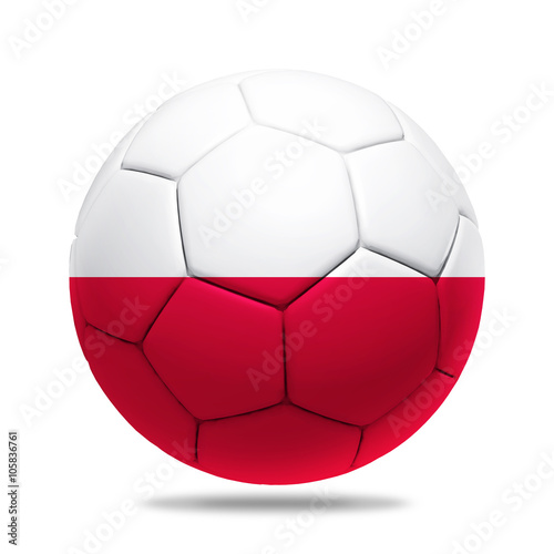 3D soccer ball with Poland team flag  UEFA euro 2016. isolated on white