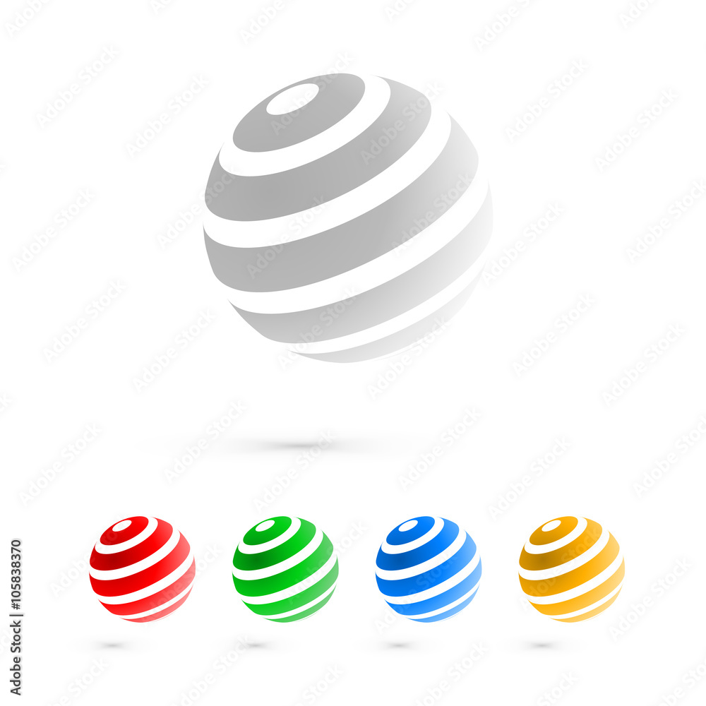 Set of logo globe icon elements. 