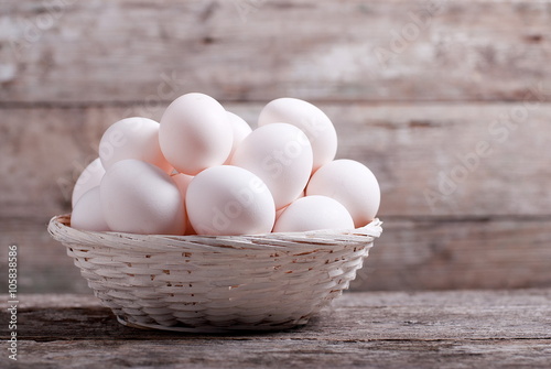 White eggs in the basket