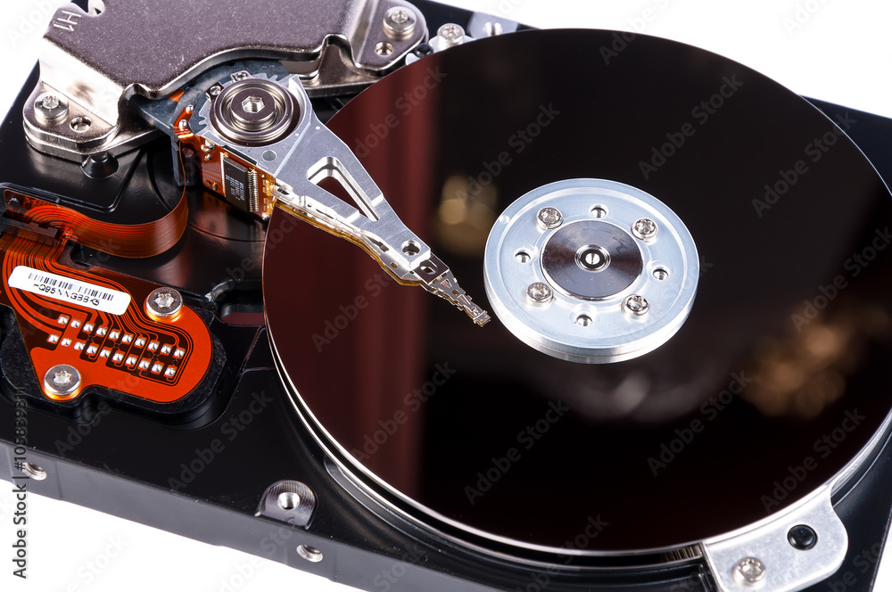 Hard disk open isolated on white background Hard disk open isolated on white background