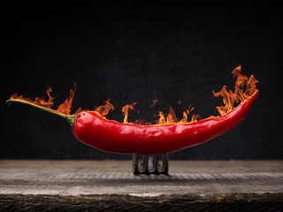 Papier peint photo Piments forts Piments pepperoni rouges ardents  © Andreas Berheide