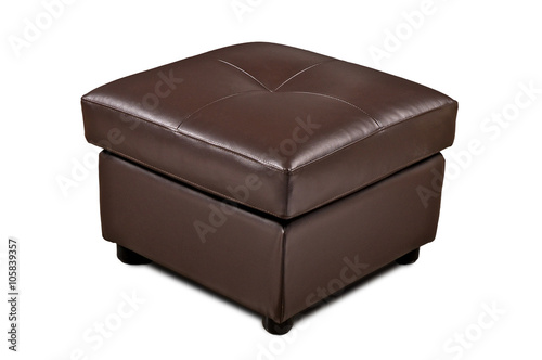 Brown leather stool for home or office