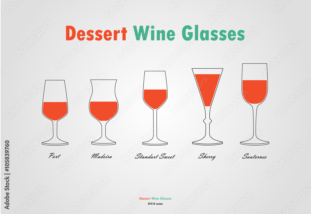Desser wine glass silhouettes vector Desser wine glass silhouettes vector