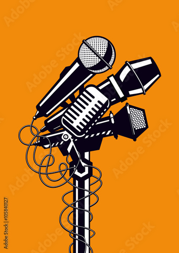 Music poster with microphones.