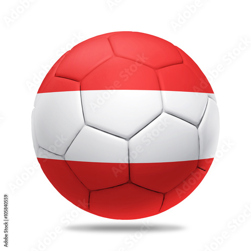 3D soccer ball with Austria team flag  UEFA euro 2016. isolated on white
