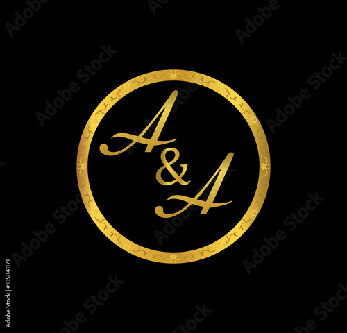 AA initial wedding in golden ring