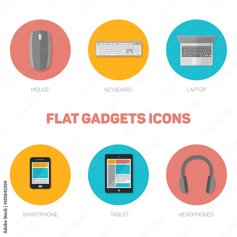 Set of flat gadgets icons