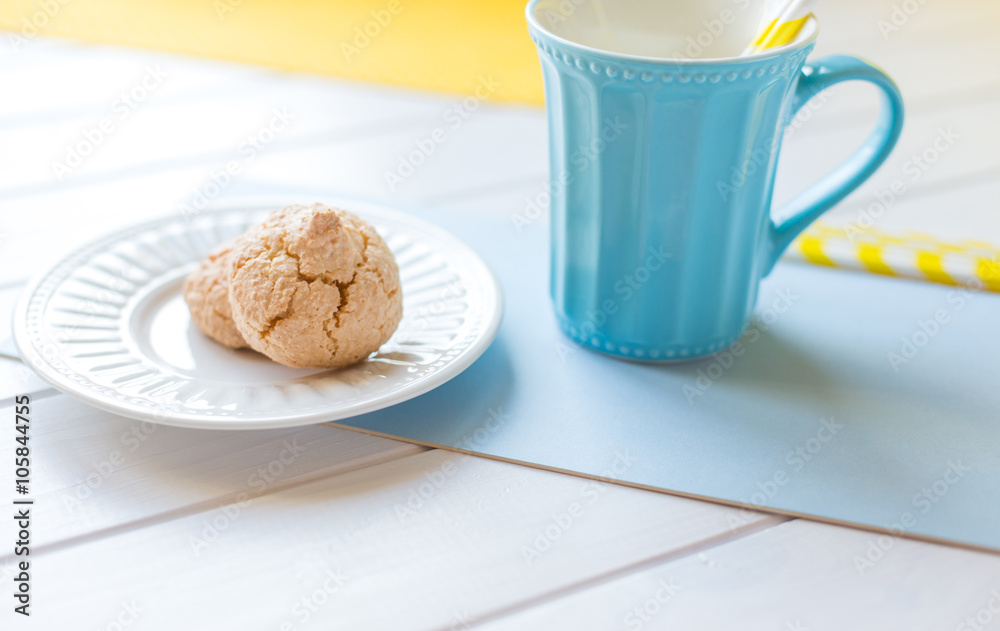 Tea with cookies on wooden background Tea with cookies on wooden background