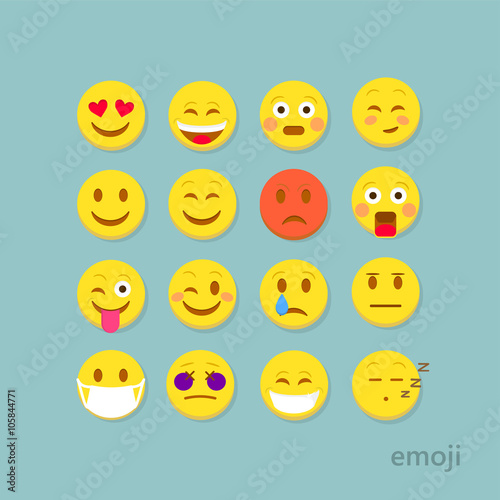 Set of flat emoticons.