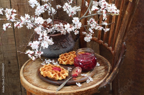 waffles with jam