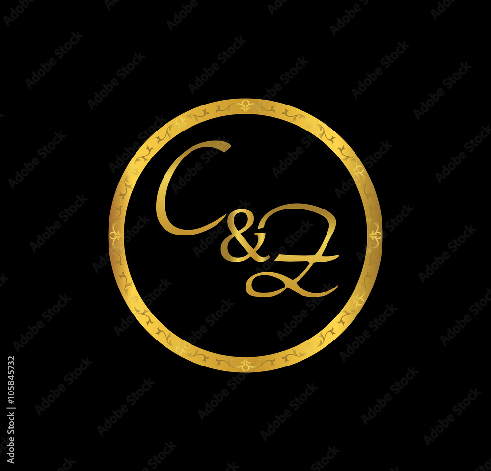 CZ initial wedding in golden ring CZ initial wedding in golden ring