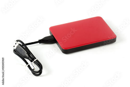 Red External Hard Drive and cable