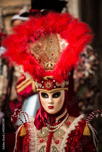 Venice - February 6, 2016: Colourful carnival mask through the streets of  Venice and in St. Mark's Square during celebration of the most famous carnival in the world.  © strenghtofframe