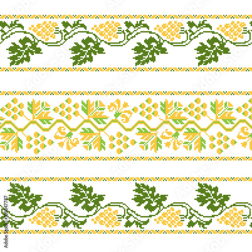 Set of Ethnic ornament pattern with  cross stitch  flower
