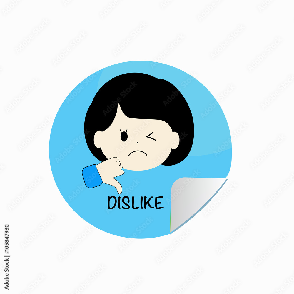 cartoon girl showing dislike concept cartoon girl showing dislike concept