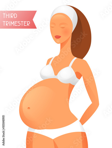 Pregnant women in third trimester of pregnancy. Illustration for websites, magazines and brochures
