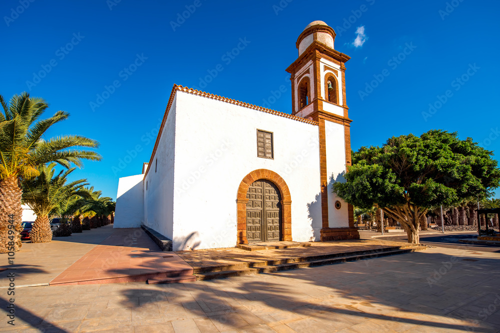 Old church in Antigua village on the central part of Fuerteventura island in Spain