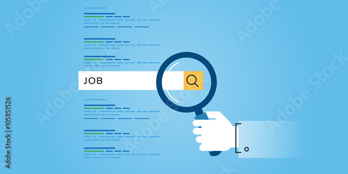 Flat line design website banner of job searches, career, employment opportunities, human resources. Modern vector illustration for web design, marketing and print material.
