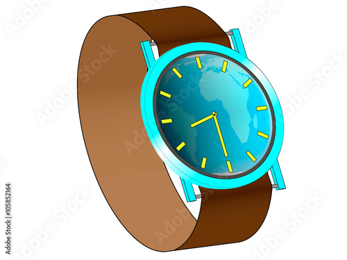 illustration of earth hour / wrist watch displays the time of the start of earth hour, wrist watches dial of the planet earth
