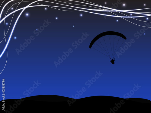 Parachute night sky silhouette background