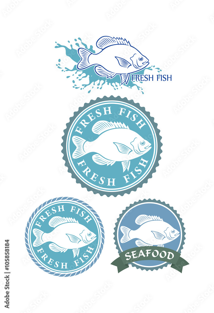 Naklejka premium emblem of fresh fish
