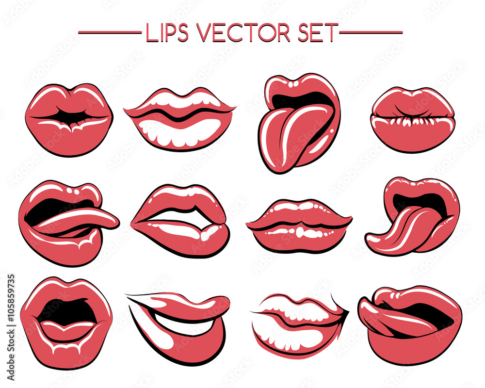 Female lips expression set