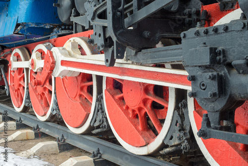 Wheels of a steam locomotive