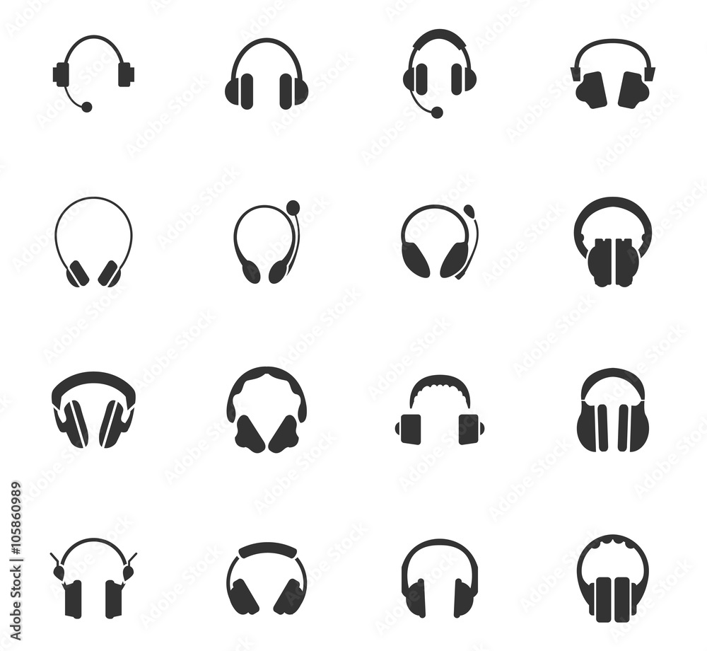 Headphones icons set Headphones icons set